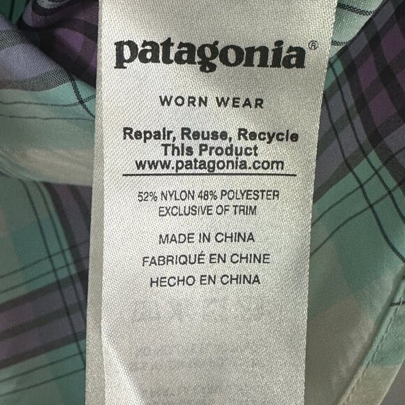 Patagonia Shirt Womens Small Plaid Purple Blue Long Sleeve Button Up Pockets - Picture 6 of 10